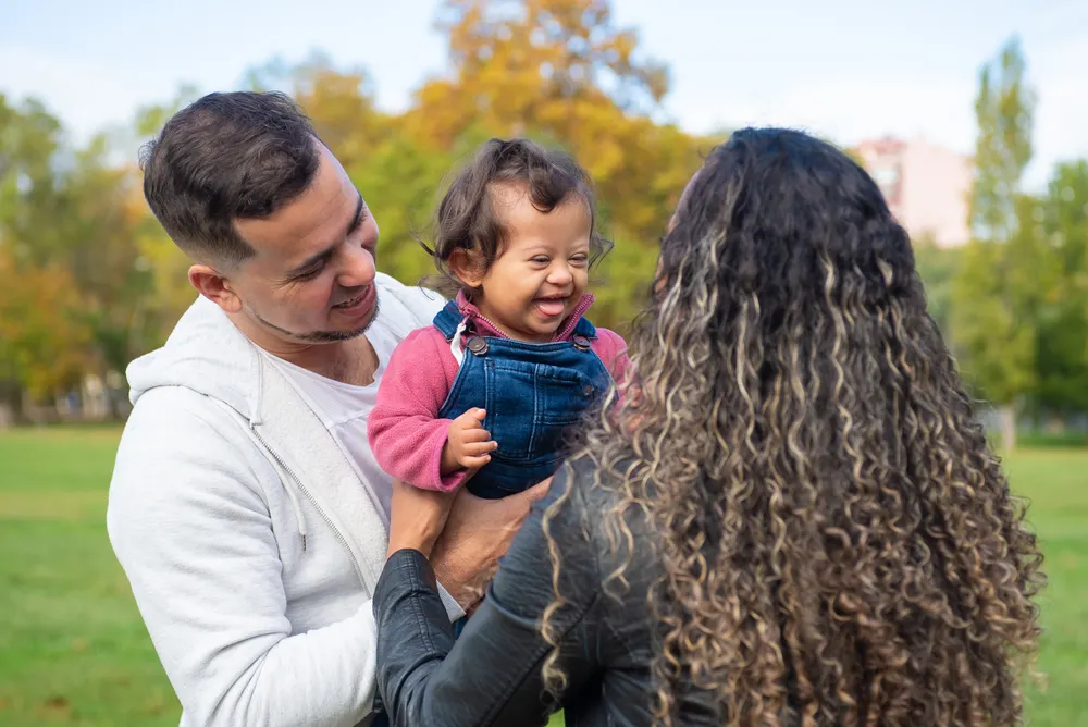 A family spending time together outside